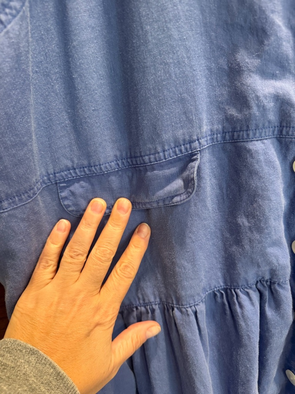 Vintage Eddie Bauer XXL linen blend Blue button maxi dress pockets 90s teacher - Picture 4 of 12